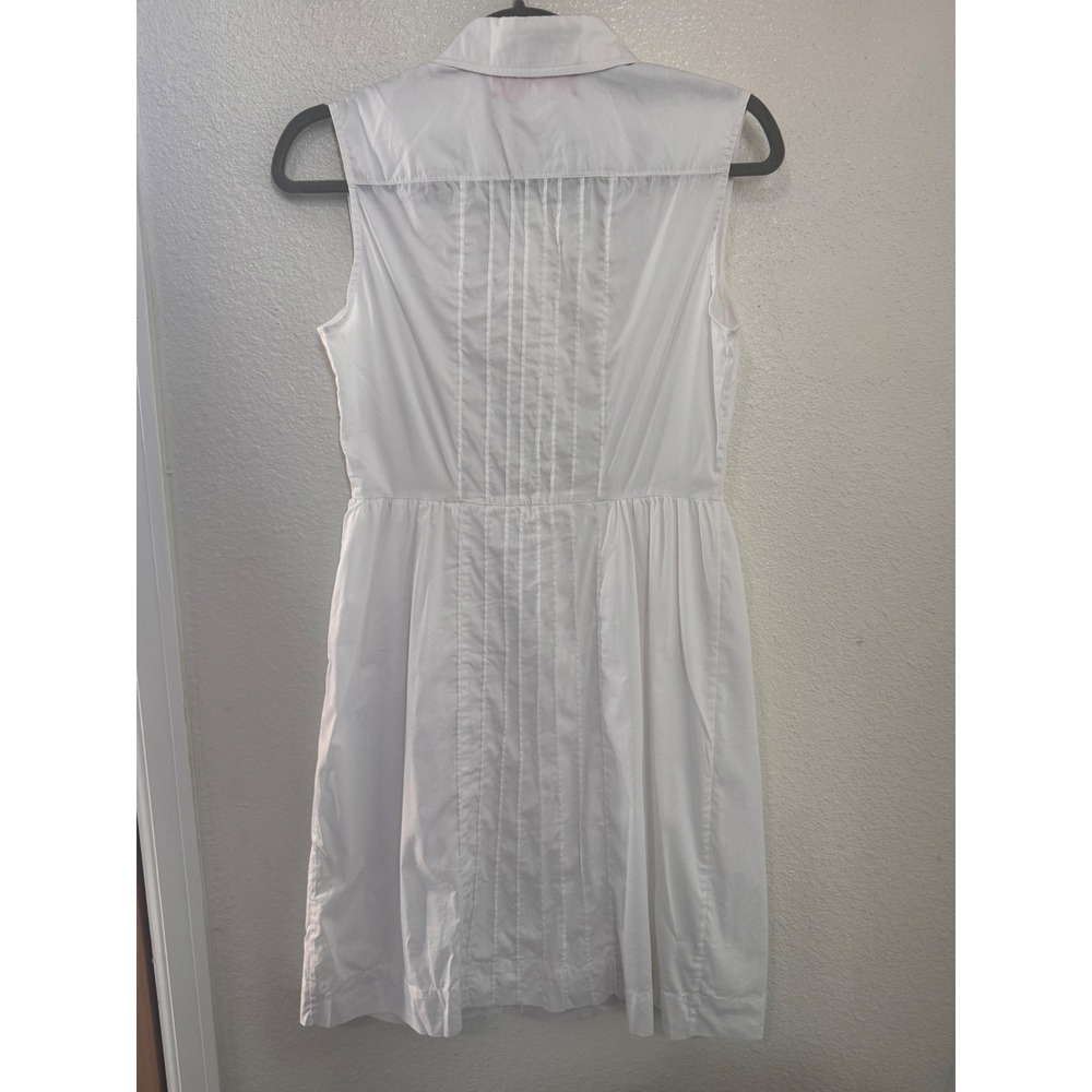 Sinclaire 10 Sleeveless Tuxedo Shirt Dress 6 White Pleated Cotton Button preppy - Picture 4 of 7